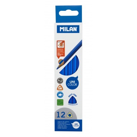 Set creioane colorate, 12 bucati unicolor, corp triunghiular, Milan Maro - imagine 10